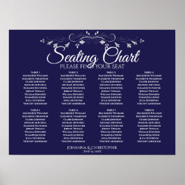 Poster Gráfico de Assentos de Casamento Azul Marinho de M
