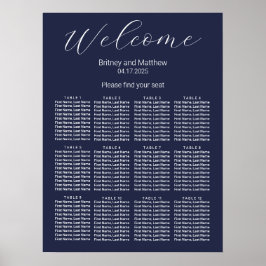 Poster Gráfico de Assentos de Casamento Azul Marinho Mini
