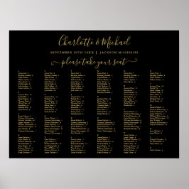 Poster Gráfico de Assentos de Casamento Black And Gold 20