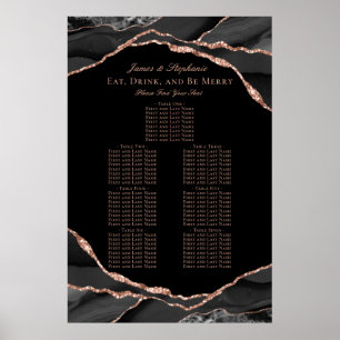 Poster Gráfico de Assentos de Casamento Black Rose Gold A