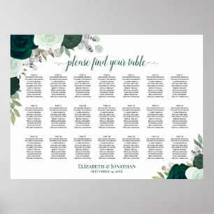 Poster Gráfico de Assentos de Casamento Boho Floral Esmer