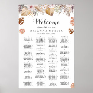 Poster Gráfico de Assentos de Casamento Boho Neutro Rústi