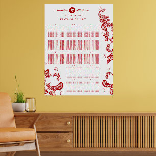 Poster Gráfico de Assentos de Casamento Boho Peacock Flor