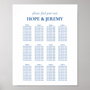 Poster Gráfico de Assentos de Casamento Branco Azul Minim