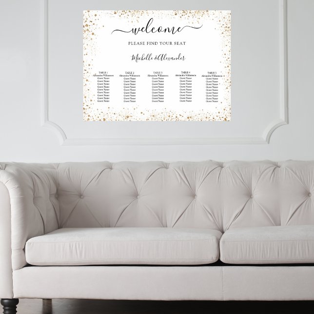 Poster Gráfico de assentos de casamento branco com brilho (Criador carregado)