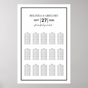 Poster Gráfico de Assentos de Casamento Branco Negro Min