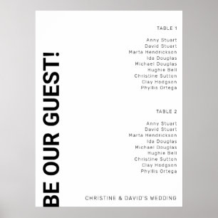 Poster Gráfico de assentos de Casamento Branco Simples c