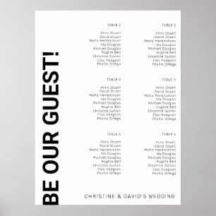 Poster Gráfico de assentos de Casamento Branco Simples de