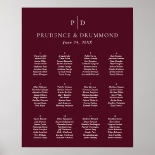 Poster Gráfico de Assentos de Casamento Burgundy Profundo