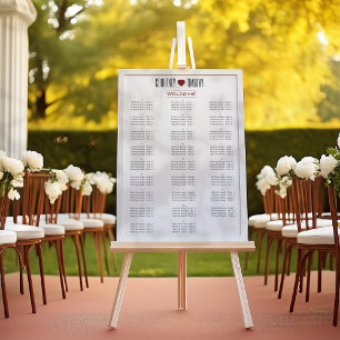 Póster Gráfico de Assentos de Casamento Cardíaco Minimali
