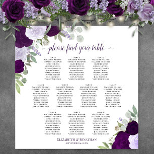 Poster Gráfico de Assentos de Casamento Chic com 10 Mesas