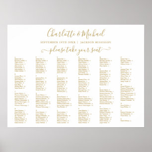 Poster Gráfico de Assentos de Casamento Chic Gold 200 Nom