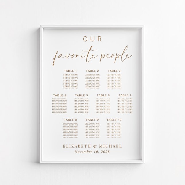 Poster Gráfico de Assentos de Casamento Chic Gold Script  (Criador carregado)