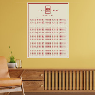 Poster Gráfico de Assentos de Casamento Chinês Dupla Feli