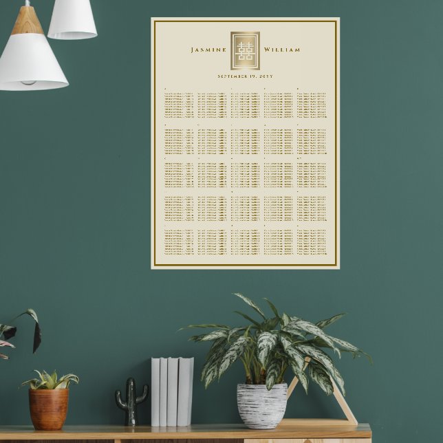 Poster Gráfico de Assentos de Casamento Chinês Dupla Feli (Sala de Estar 1)