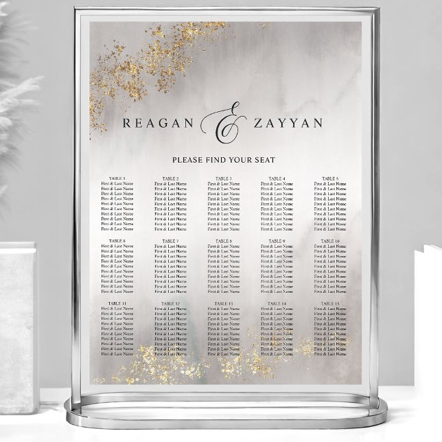 Poster Gráfico de Assentos de Casamento Cinza com Detalhe (Criador carregado)