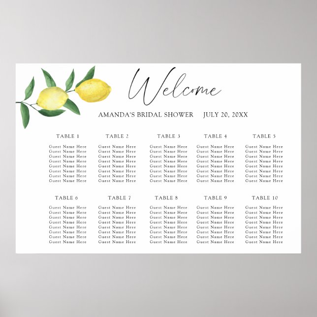 Poster Gráfico de assentos de casamento CITRUS de limão a (Frente)