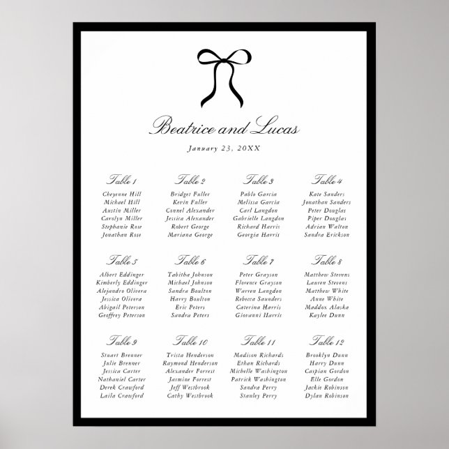 Poster Gráfico de Assentos de Casamento Clássico com Arco (Frente)