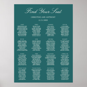 Poster Gráfico de Assentos de Casamento Clássico em Verde