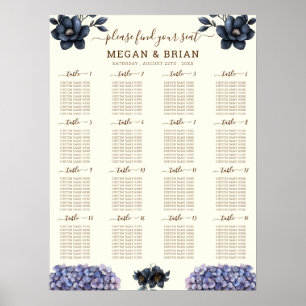 Poster Gráfico de Assentos de Casamento Clássico Floral P