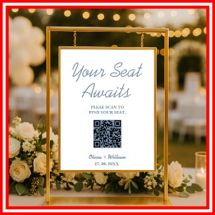 Poster Gráfico de Assentos de Casamento Código QR Sinal A