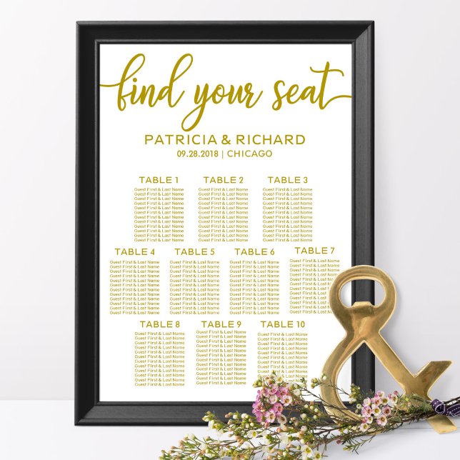 Poster Gráfico de Assentos de Casamento com 10 Mesas Cali (Criador carregado)