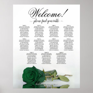 Poster Gráfico de Assentos de Casamento com 11 Mesas Rosa