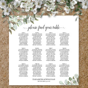 Poster Gráfico de Assentos de Casamento com 12 Mesas de E
