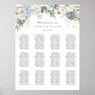 Poster Gráfico de Assentos de Casamento com 12 Mesas em A