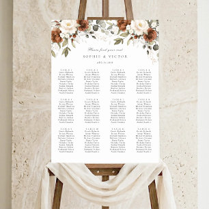 Poster Gráfico de Assentos de Casamento com 12 Mesas Flor