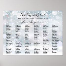 Poster Gráfico de Assentos de Casamento com 200 Nomes Flo