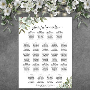 Poster Gráfico de Assentos de Casamento com 23 Mesas de F