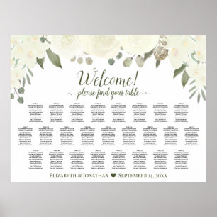 Poster Gráfico de Assentos de Casamento com 25 Mesas de R