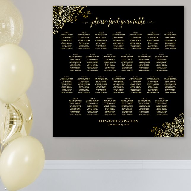 Poster Gráfico de Assentos de Casamento com 26 Mesas com  (In Situ on Wall)