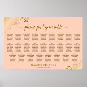 Poster Gráfico de Assentos de Casamento com 26 Mesas Cora