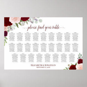 Poster Gráfico de Assentos de Casamento com 26 Mesas de R