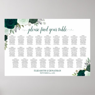 Poster Gráfico de Assentos de Casamento com 26 Mesas Emer