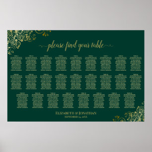 Poster Gráfico de Assentos de Casamento com 26 Mesas Esme
