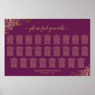 Poster Gráfico de Assentos de Casamento com 26 Mesas Mage