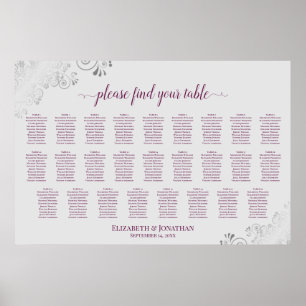 Poster Gráfico de Assentos de Casamento com 26 Mesas Mage