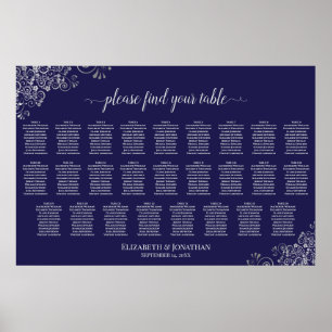 Poster Gráfico de Assentos de Casamento com 26 Mesas Prat