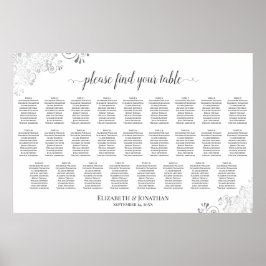 Poster Gráfico de assentos de casamento com 26 mesas Prum