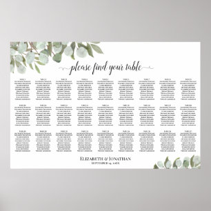 Poster Gráfico de Assentos de Casamento com 27 Mesas Folh