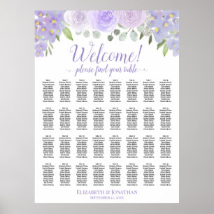 Poster Gráfico de Assentos de Casamento com 32 Mesas Flor
