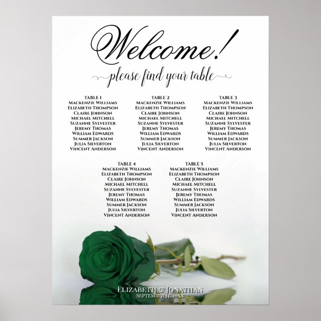 Poster Gráfico de Assentos de Casamento com 5 Mesas Rosa  (Frente)