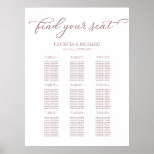 Poster Gráfico de Assentos de Casamento com 9 Mesas em Do
