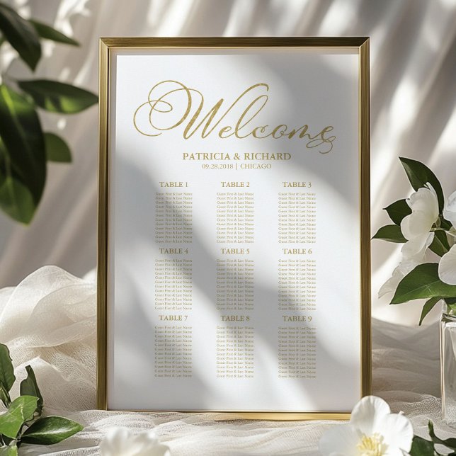 Poster Gráfico de Assentos de Casamento com 9 Mesas em Fo (Criador carregado)