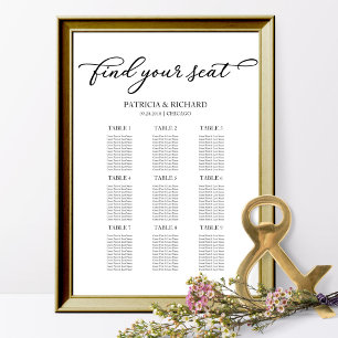 Poster Gráfico de Assentos de Casamento com 9 Mesas Simpl