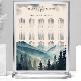 Poster Gráfico de Assentos de Casamento com Aquarela Pine