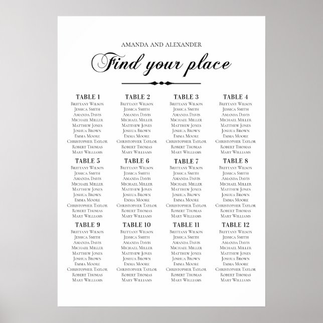 Poster Gráfico de assentos de casamento com caligrafia el (Frente)